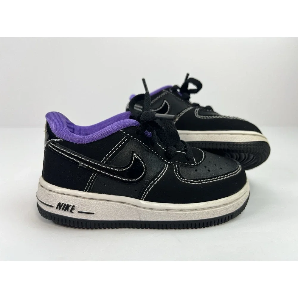 Nike Air Force 1 LV8 'Cracked Black White' Toddler Size 7C Shoes DQ0550-001